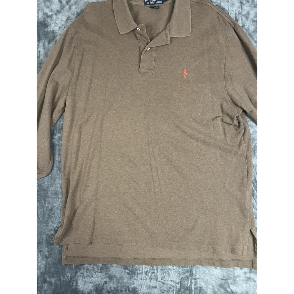 Polo Ralph Lauren Men's XL Brown Solid Long Sleeve Polo Collared Cotton Logo - Picture 8 of 15